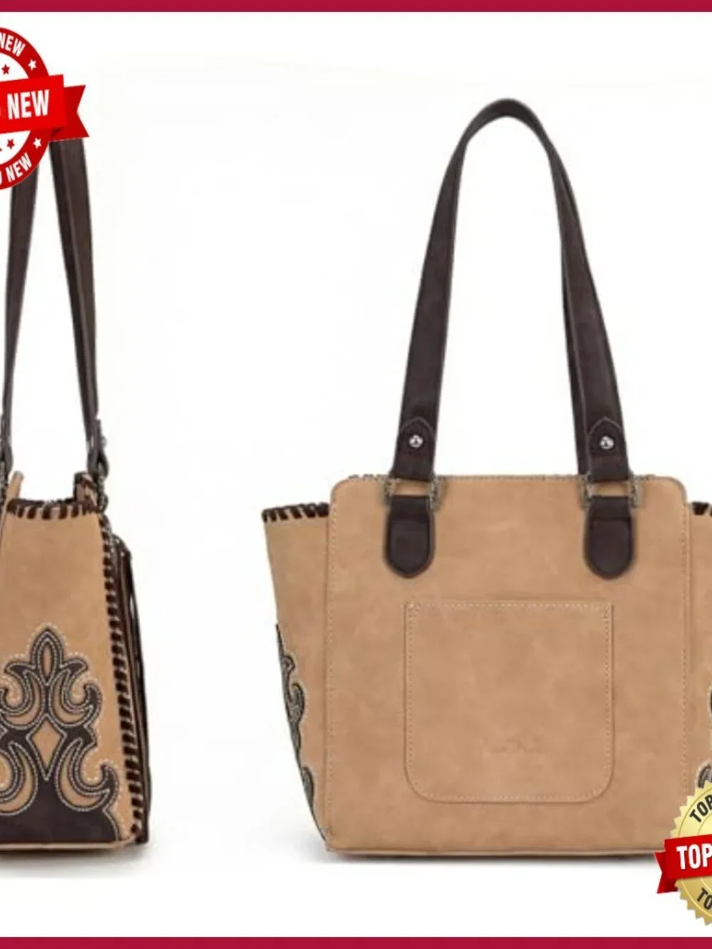 Medium Western Tote Bag with Fringe Tassels and Zipper Closure